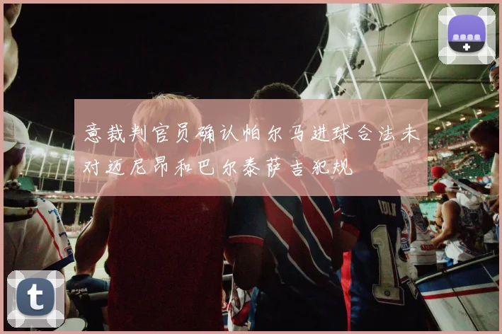 意裁判官员确认帕尔马进球合法未对迈尼昂和巴尔泰萨吉犯规